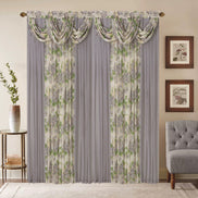 Window Curtain Set – Waterfall Valance with Beads, 2-Panel Set
