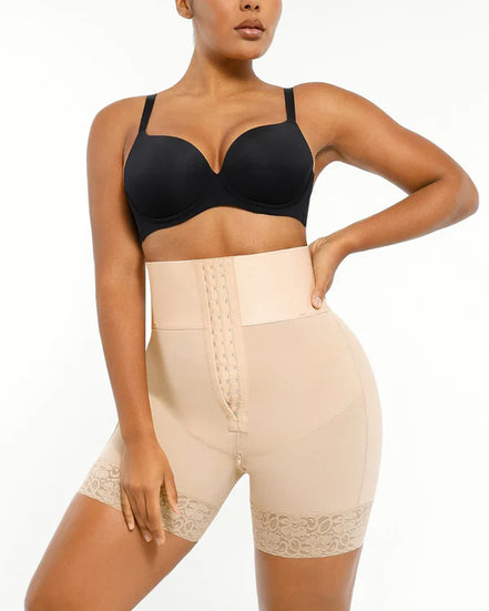 High-waisted flat-belly sculpting shorts