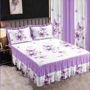 7-Piece King Comforter Set – Burnt Embroidered Quilted Coverlet + 4 Curtains