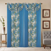 Window Curtain Set – Waterfall Valance with Beads, 2-Panel Set