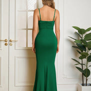 Maxi Dress Bodycon Mermaid Collar Cowl Draped Spaghetti Straps Gathered