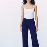 High Waist Stretch Wide Pants - Elegant Comfort in Everyday Life