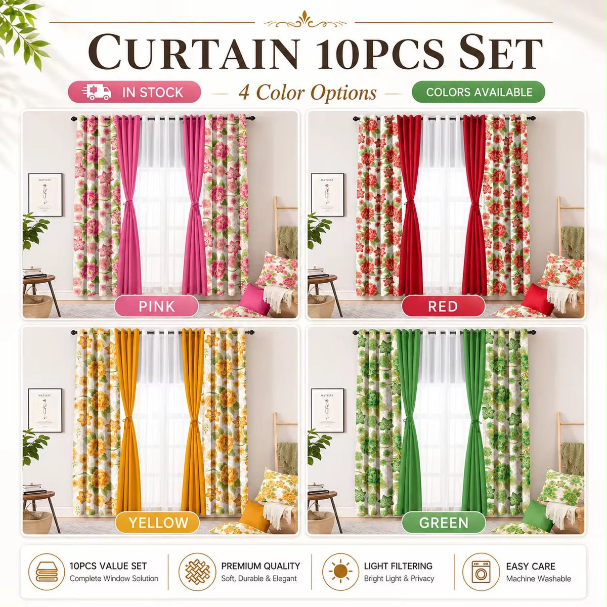 10 PCS Curtain set