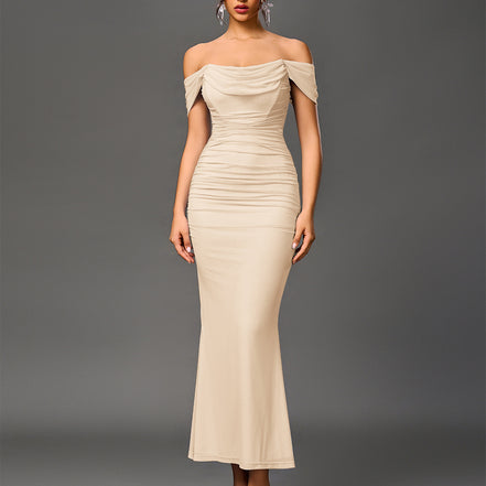 Fishbone Mesh Pleated Bodycon Dress
