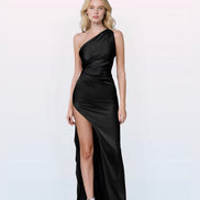One Shoulder Ruched Satin Dress