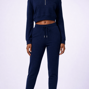 Sweat-shirt Court à Demi-Zippé pour Femme - Bleu Royal