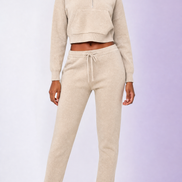 Sweat-shirt Court à Demi-Zippé pour Femme - Bleu Royal