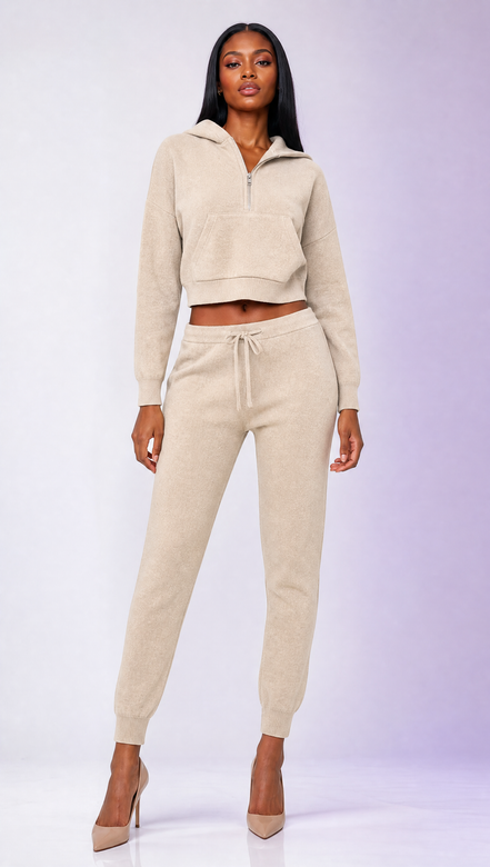 Sweat-shirt Court à Demi-Zippé pour Femme - Bleu Royal