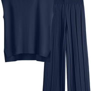 Women's Knitted Vest and Wide-Leg Pants Set