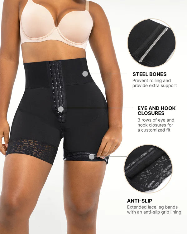 High-waisted flat-belly sculpting shorts