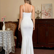 Maxi Dress Bodycon Mermaid Collar Cowl Draped Spaghetti Straps Gathered