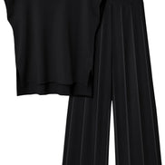 Women's Knitted Vest and Wide-Leg Pants Set
