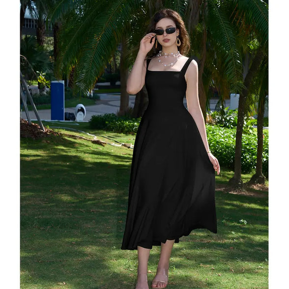 Women's Solid Color Tie-Strap Dress
