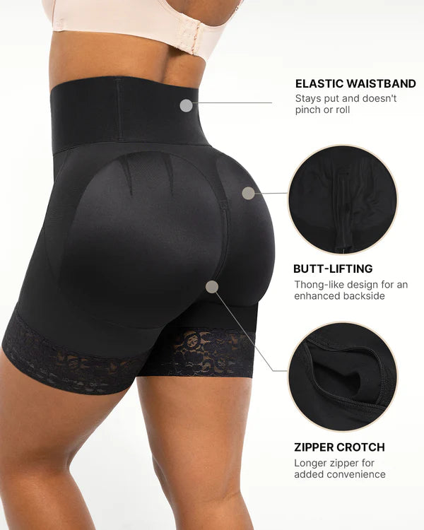 High-waisted flat-belly sculpting shorts