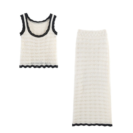 Women's Color Block Knit Vest and Skirt