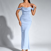 Fishbone Mesh Pleated Bodycon Dress
