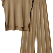 Women's Knitted Vest and Wide-Leg Pants Set