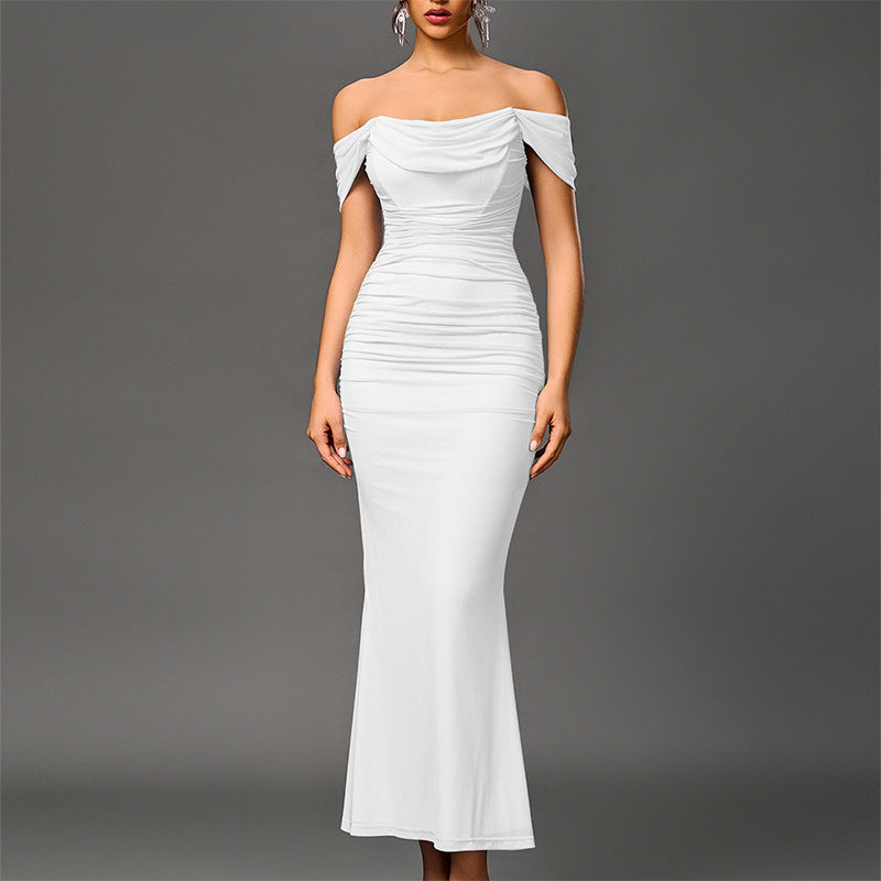 Fishbone Mesh Pleated Bodycon Dress