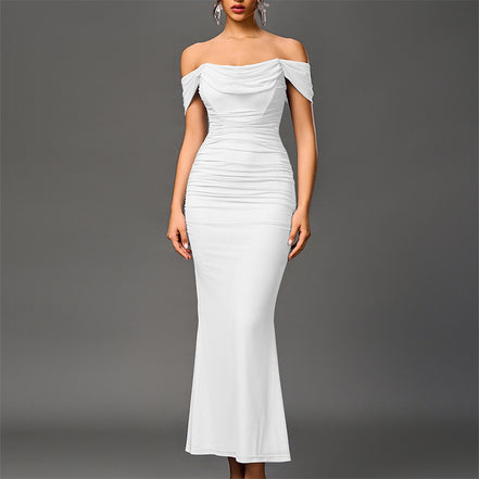 Fishbone Mesh Pleated Bodycon Dress