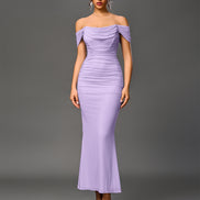 Fishbone Mesh Pleated Bodycon Dress