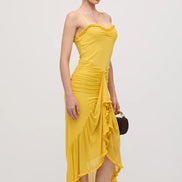 Womens Ruffled Halter Dress