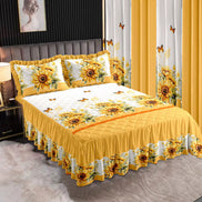 7-Piece King Comforter Set – Burnt Embroidered Quilted Coverlet + 4 Curtains