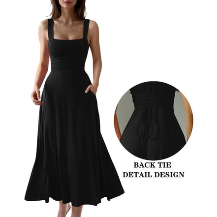 Women's Solid Color Tie-Strap Dress