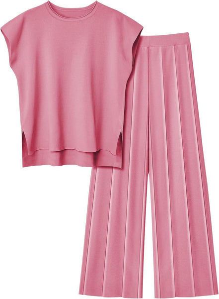 Women's Knitted Vest and Wide-Leg Pants Set