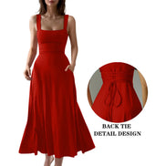 Women's Solid Color Tie-Strap Dress
