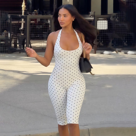 Women's Sleeveless Bodysuit with Low Neck and Open Back
