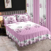 7-Piece King Comforter Set – Burnt Embroidered Quilted Coverlet + 4 Curtains