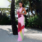 Elegant Floral Backless Long Dress