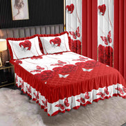 7-Piece King Comforter Set – Burnt Embroidered Quilted Coverlet + 4 Curtains