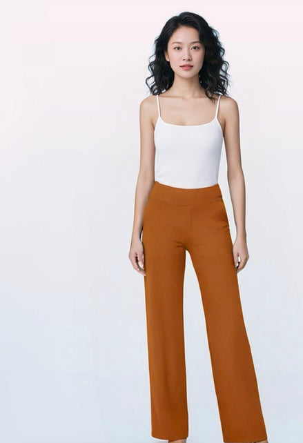 High Waist Stretch Wide Pants - Elegant Comfort in Everyday Life