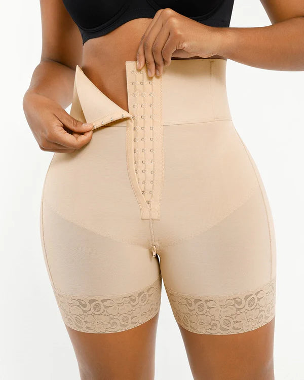 High-waisted flat-belly sculpting shorts