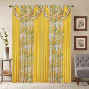 Window Curtain Set – Waterfall Valance with Beads, 2-Panel Set