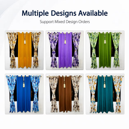 4-Piece Modern Curtain Set with Geometric Print and Matching Tiebacks