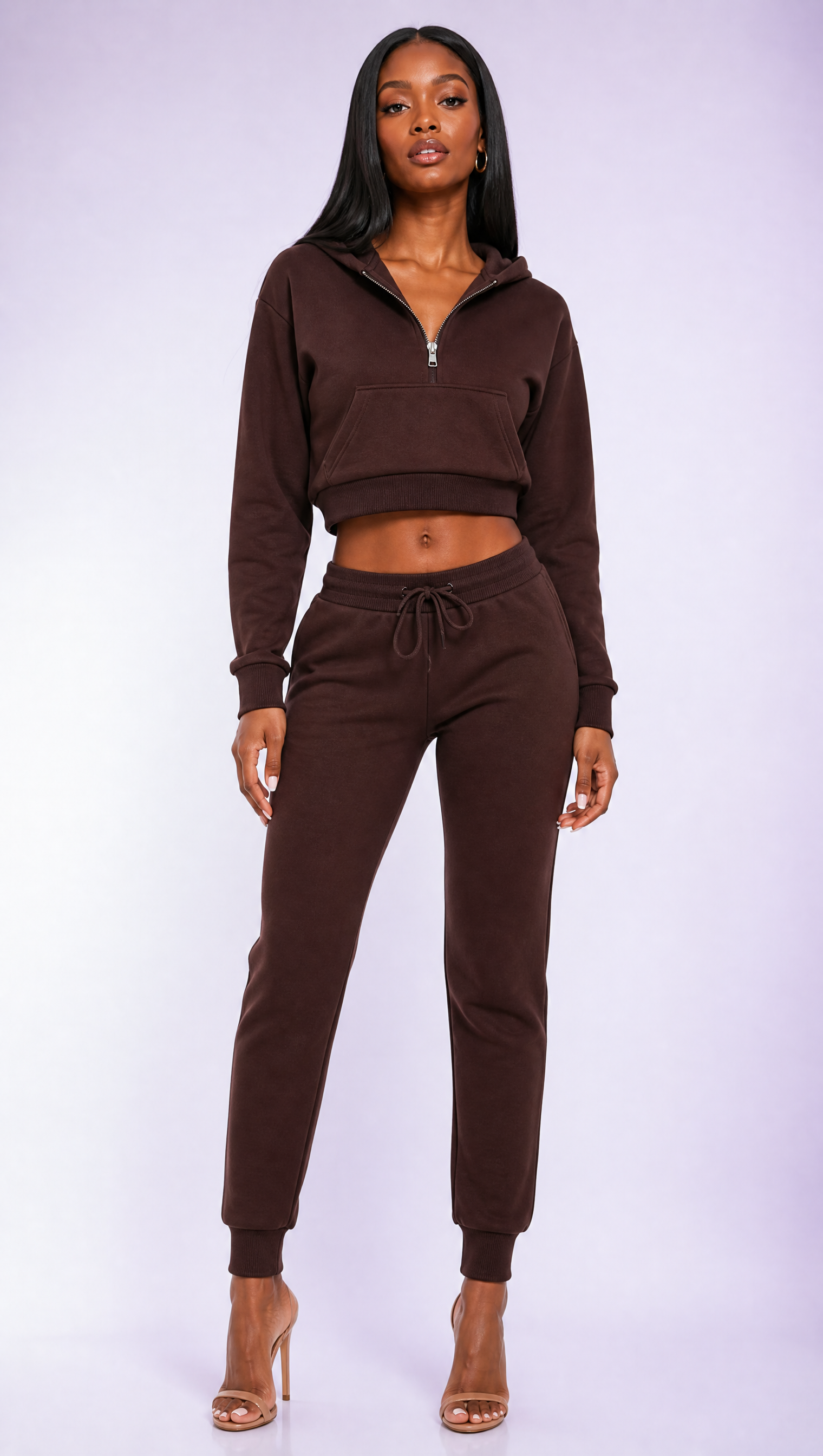 Sweat-shirt Court à Demi-Zippé pour Femme - Bleu Royal