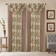 Window Curtain Set – Waterfall Valance with Beads, 2-Panel Set