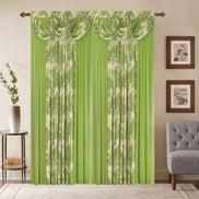 Window Curtain Set – Waterfall Valance with Beads, 2-Panel Set