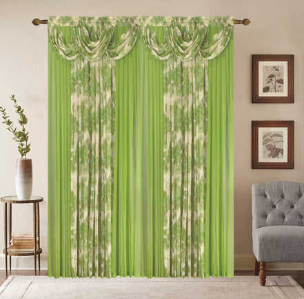 Window Curtain Set – Waterfall Valance with Beads, 2-Panel Set