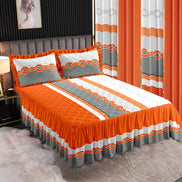7-Piece King Comforter Set – Burnt Embroidered Quilted Coverlet + 4 Curtains