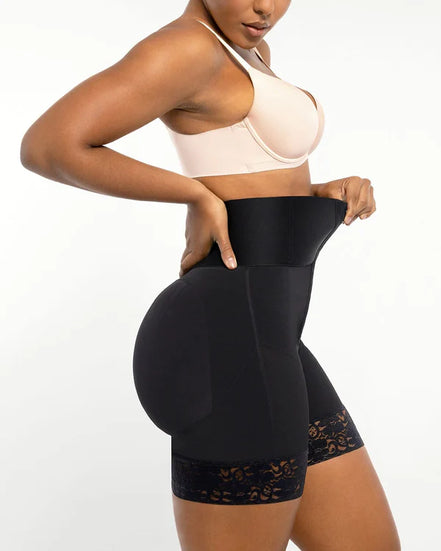 High-waisted flat-belly sculpting shorts
