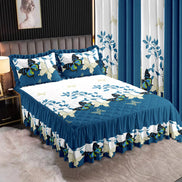 7-Piece King Comforter Set – Burnt Embroidered Quilted Coverlet + 4 Curtains