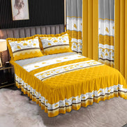 7-Piece King Comforter Set – Burnt Embroidered Quilted Coverlet + 4 Curtains