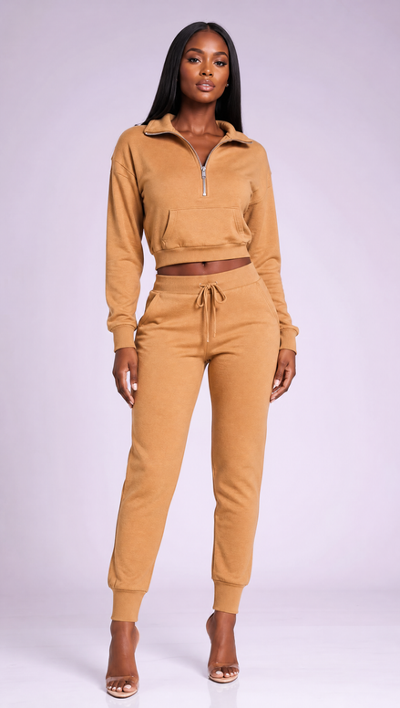 Sweat-shirt Court à Demi-Zippé pour Femme - Bleu Royal