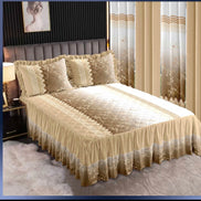7-Piece King Comforter Set – Burnt Embroidered Quilted Coverlet + 4 Curtains