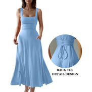 Women's Solid Color Tie-Strap Dress