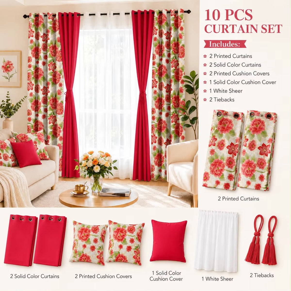 10 PCS Curtain set