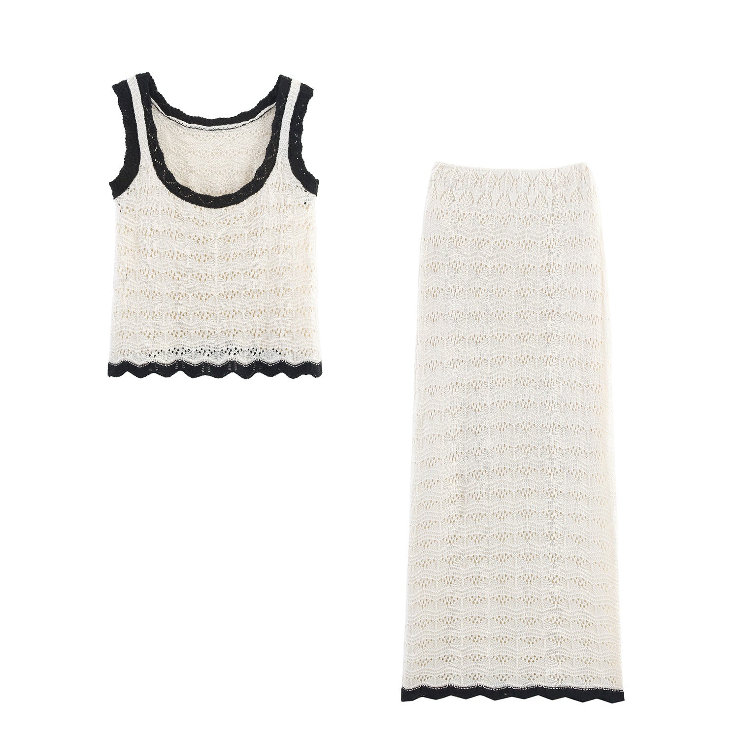 Women's Color Block Knit Vest and Skirt